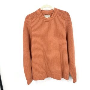 Duluth Trading Men Size XL Sweater Orange Crew Pullover Top‎ Ribbed Knit Cotton